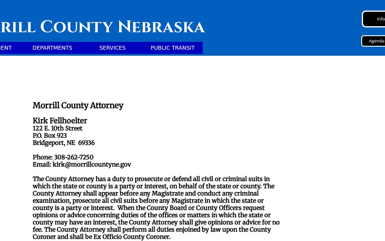 Morrill County outstanding warrant County Attorney contact