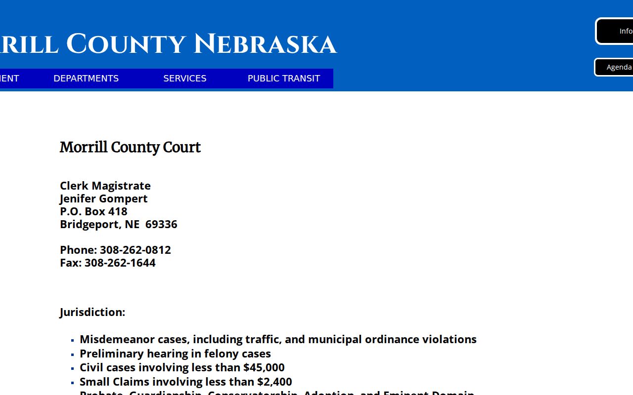 Morrill County traffic warrant court contact page
