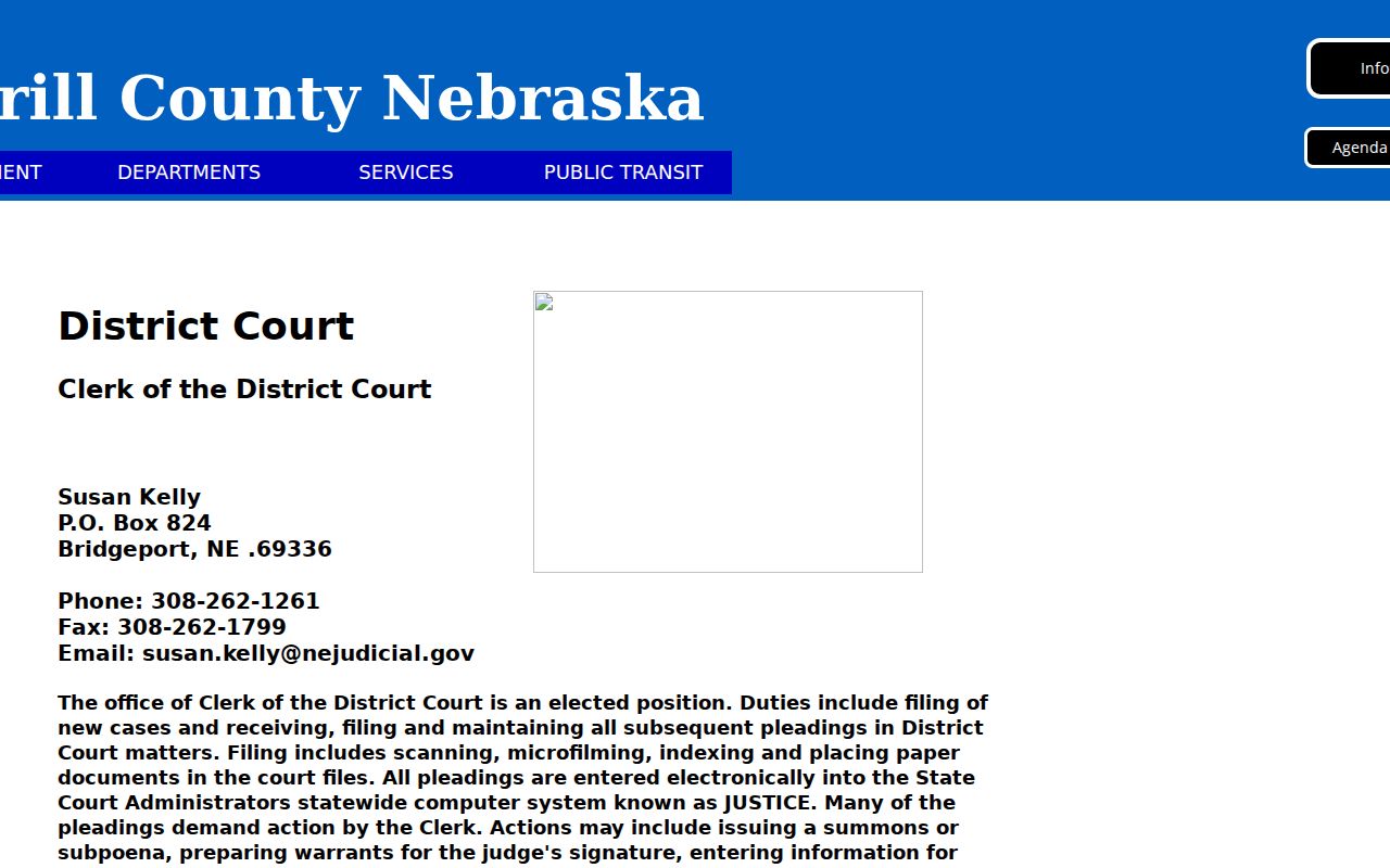 Morrill County warrant records District Court clerk information